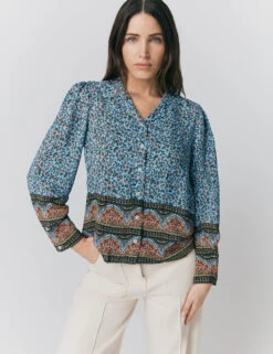 Ghost Floral Collared Button Through Blouse