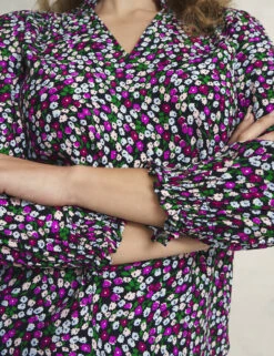 Floral Notch Neck Frill Sleeve Blouse -Marks and Spencer Shop Floral Notch Neck Frill Sleeve Blouse 4