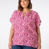 Floral Round Neck Button Detail Blouse 1 Floral Round Neck Button Detail Blouse -Marks and Spencer Shop Floral Round Neck Button Detail Blouse