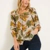Floral Square Neck Lace Insert Blouson Sleeve Blouse -Marks and Spencer Shop Floral Square Neck Lace Insert Blouson Sleeve Blouse