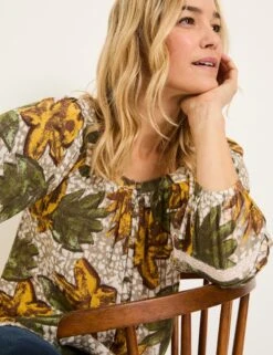 Floral Square Neck Lace Insert Blouson Sleeve Blouse -Marks and Spencer Shop Floral Square Neck Lace Insert Blouson Sleeve Blouse 5