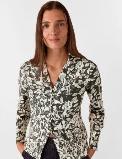 Whistles Floral V-Neck Button Through Blouse