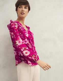 Floral V-Neck Frill Detail Blouse -Marks and Spencer Shop Floral V Neck Frill Detail Blouse 3