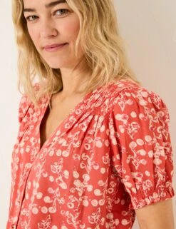 Floral V-Neck Shirred Detail Blouse -Marks and Spencer Shop Floral V Neck Shirred Detail Blouse 4