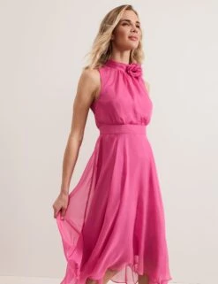 Funnel Neck Midi Waisted Dress -Marks and Spencer Shop Funnel Neck Midi Waisted Dress 4