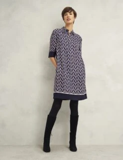 Geometric Knee Length Shirt Dress