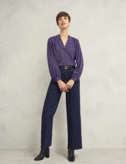 Geometric V-Neck Blouse -Marks and Spencer Shop Geometric V Neck Blouse 2