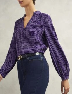 Geometric V-Neck Blouse -Marks and Spencer Shop Geometric V Neck Blouse 5