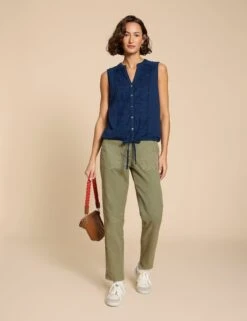 WHITE STUFF Jersey Embroidedred Collared Shirt -Marks and Spencer Shop Jersey Embroidedred Collared Shirt 2