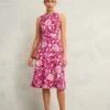 Jersey Floral Knee Length Skater Dress