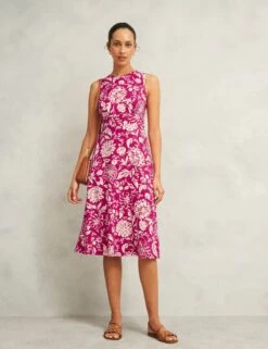 Jersey Floral Knee Length Skater Dress