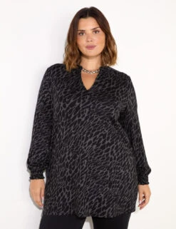 Jersey Snake Print V-Neck Tunic