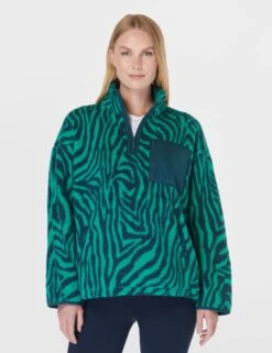 Sweaty Betty Karma Half Zip Animal Print Fleece Jacket