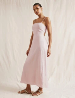 Linen Blend Midi Slip Dress