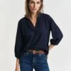 Gant Linen Blend Notch Neck Stand Collar Blouse -Marks and Spencer Shop Linen Blend Notch Neck Stand Collar Blouse