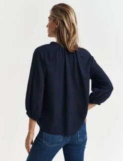 Gant Linen Blend Notch Neck Stand Collar Blouse -Marks and Spencer Shop Linen Blend Notch Neck Stand Collar Blouse 2