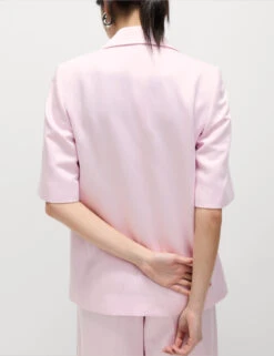 Linen Blend Short Sleeve Single Breasted Blazer -Marks and Spencer Shop Linen Blend Short Sleeve Single Breasted Blazer 5