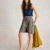 WHITE STUFF Linen Rich Printed Belted Pleat Front Shorts