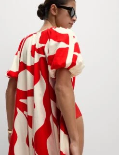 Linen Rich Printed Midi Swing Dress -Marks and Spencer Shop Linen Rich Printed Midi Swing Dress 4