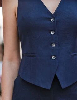 Linen Rich Slim Single Breasted Waistcoat -Marks and Spencer Shop Linen Rich Slim Single Breasted Waistcoat 6