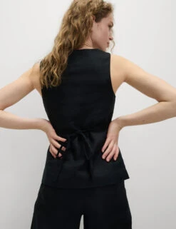 Linen Rich Tailored Twill Square Neck Waistcoat -Marks and Spencer Shop Linen Rich Tailored Twill Square Neck Waistcoat 4