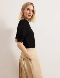 Linen Rich Textured Crew Neck Blouse -Marks and Spencer Shop Linen Rich Textured Crew Neck Blouse 5