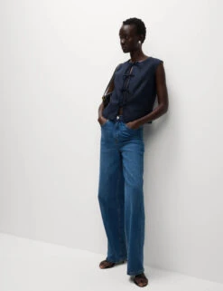 Linen Rich Tie Front Waistcoat -Marks and Spencer Shop Linen Rich Tie Front Waistcoat 2