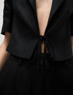 Linen Twill Rich Cropped Short Sleeve Jacket -Marks and Spencer Shop Linen Twill Rich Cropped Short Sleeve Jacket 3