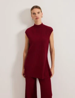 Lori Ribbed Funnel Neck Ribbed Tunic