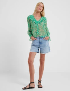 French Connection Floral V-Neck Relaxed Ruffle Blouse -Marks and Spencer Shop MS 01 T83 8701T J0 X EC 1