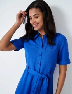 Linen Blend Belted Midi Shirt Dress -Marks and Spencer Shop MS 10 T19 8005 CN X EC 2