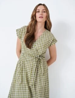 Pure Cotton Gingham V-Neck Midi Wrap Dress -Marks and Spencer Shop MS 10 T19 8006 J4 X EC 1