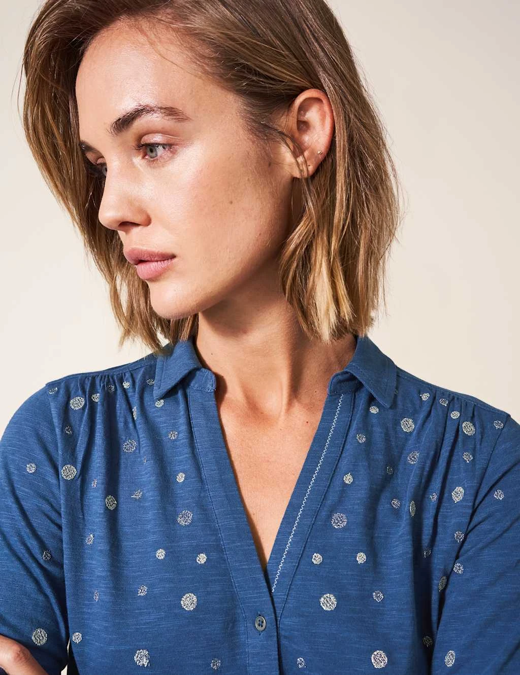 WHITE STUFF Pure Cotton Embroidered Collared Shirt 6 WHITE STUFF Pure Cotton Embroidered Collared Shirt - Image 4