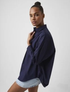 French Connection Pure Cotton Relaxed Popover Shirt 8 French Connection Pure Cotton Relaxed Popover Shirt -Marks and Spencer Shop MS 10 T83 5142S XB X EC 1