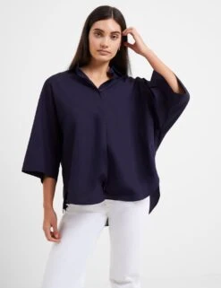 French Connection Pure Cotton Collared Relaxed Popover Shirt