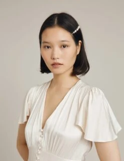 Ghost Satin V-Neck Midi Waisted Dress -Marks and Spencer Shop MS 10 T83 5929W KY X EC 3