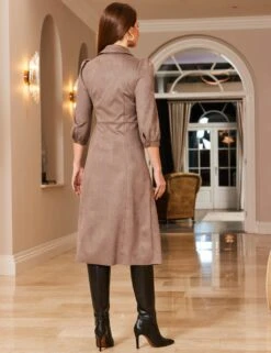 Faux Suede Blouson Sleeve Midi Shirt Dress -Marks and Spencer Shop MS 10 T83 8068T VS X EC 4