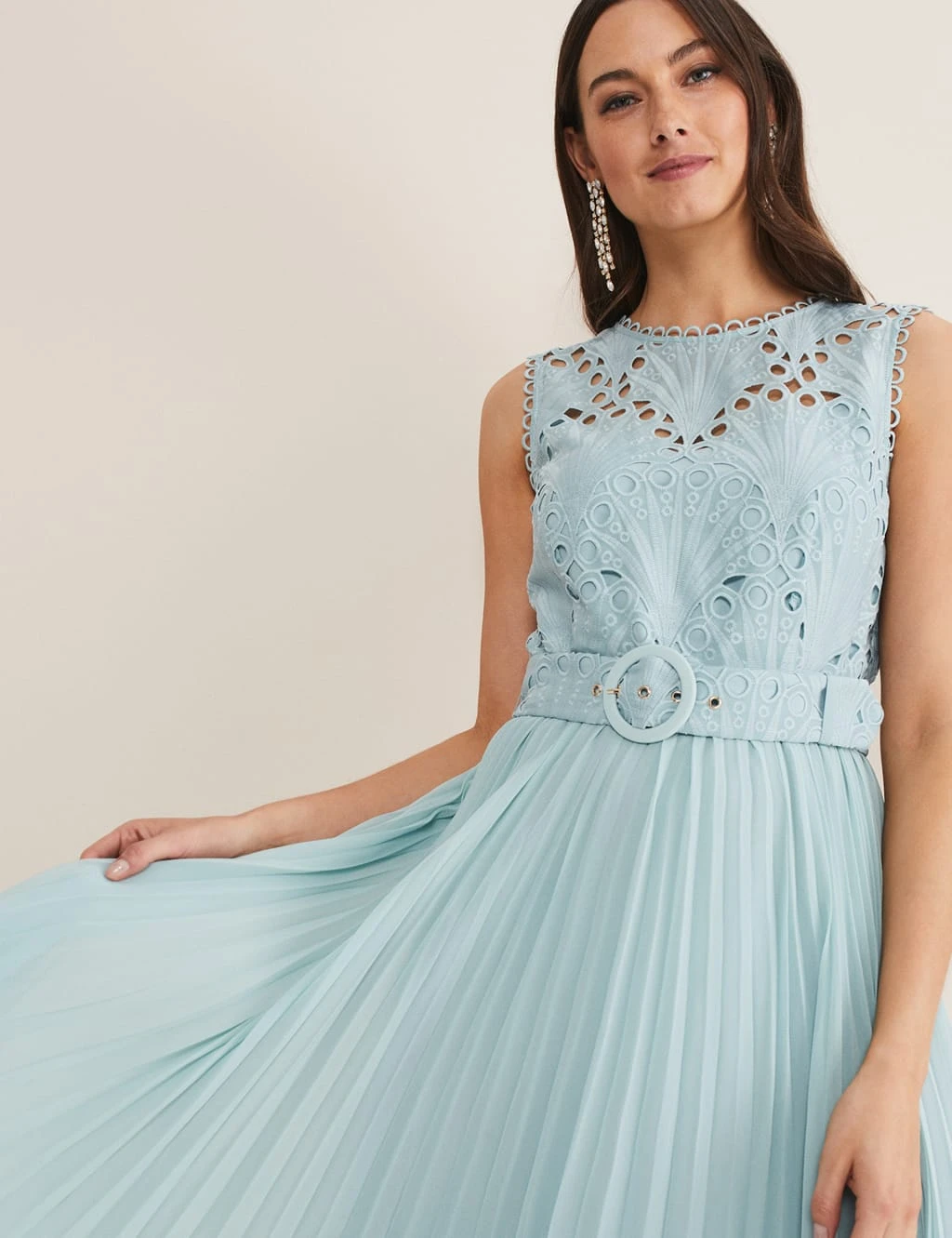 Embroidered Lace Belted Midi Shift Dress 5 Embroidered Lace Belted Midi Shift Dress - Image 3