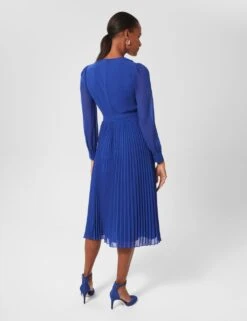 V-Neck Belted Pleated Midi Waisted Dress -Marks and Spencer Shop MS 10 T83 8143T E0 X EC 3