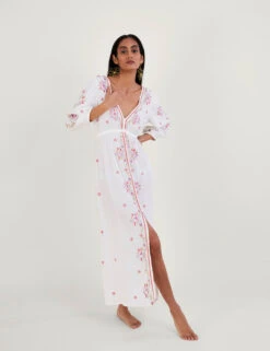 MONSOON Embroidered V-Neck Maxi Beach Dress