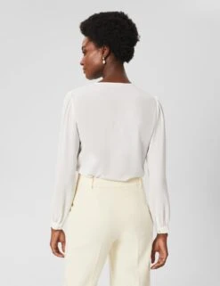 Embroidered Tie Neck Blouson Sleeve Blouse -Marks and Spencer Shop MS 10 T83 8269T KY X EC 2