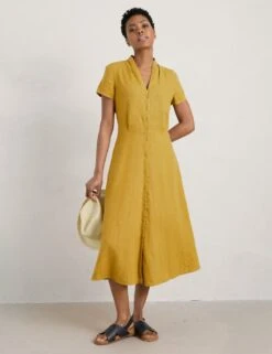 Pure Linen V-Neck Midi Shirt Dress -Marks and Spencer Shop MS 10 T83 8415T R0 X EC 1