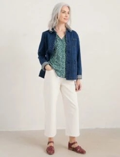 Modal Blend Floral Tie Neck Shirt