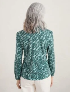 Modal Blend Floral Tie Neck Shirt -Marks and Spencer Shop MS 10 T83 8454T J4 X EC 7