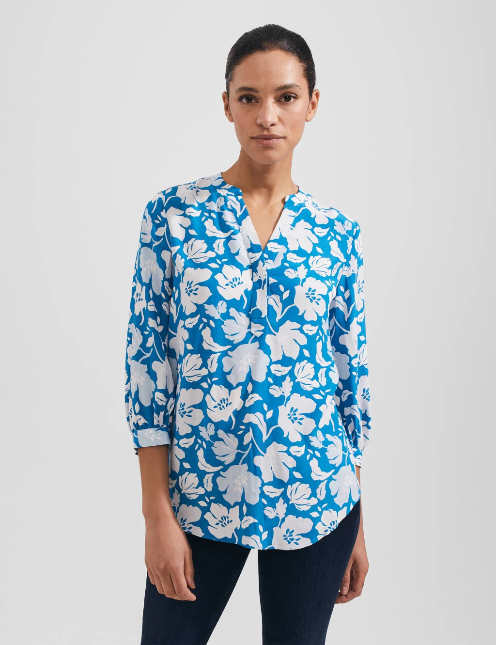 Floral Notch Neck Popover Blouse 3 Floral Notch Neck Popover Blouse