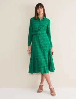 Pure Cotton Broderie Midi Shirt Dress -Marks and Spencer Shop MS 10 T83 8636T J0 X EC 1