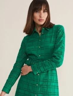 Pure Cotton Broderie Midi Shirt Dress -Marks and Spencer Shop MS 10 T83 8636T J0 X EC 2