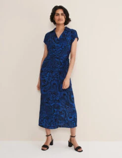 Floral V-Neck Midi Wrap Dress