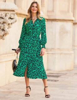 Animal Print Midi Shirt Dress -Marks and Spencer Shop MS 10 T83 8743S J4 X EC 4