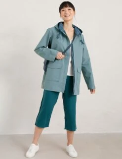 Printed Reversible Hooded Relaxed Raincoat